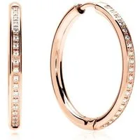 Unique Paar Creolen Edelstahl in Roségold mit Zirkonia 2,5 cm Durchmesser E5120-25