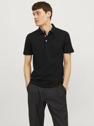 JACK&JONES - JJEPAULOS POLO SS NOOS Black - Gr. - XXL