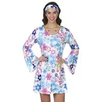 andrea-moden Hippie-Kostüm Hippie Kostüm Lovely für Damen - Weiß Buntes 60er 70er Jahre Kleid