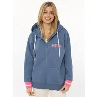 Zwillingsherz Kapuzensweatjacke "Rahel" Langarm, Kapuze, Reißverschluss, modisch, Schriftzug, Taschen