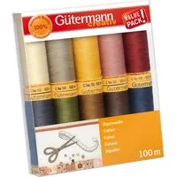 Gütermann Nähfaden-Set Baumwolle Nähgarn, 10 Spulen