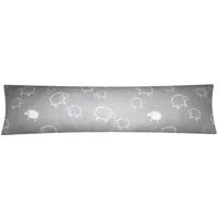 Heubergshop Seitenschläferkissenbezug, (1 Stück), 40x145cm Schafe Lämmer in Grau und Weiß 100% Baumwolle (99-7-B)
