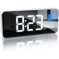 BEARWARE Wecker mit Netzteil & Akku, Reisewecker, Musikwecker mit Temperaturanzeige LED Digitalwecker 13 Songs & Klingeltöne, 2 Alarme, dimmbar, 2200 mAh