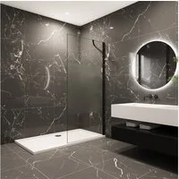 Duschparadies Duschwand 8mm Milchglas Streifen Glas walk in Dusche Duschtrennwand, Einscheibensicherheitsglas, (Set), Glas