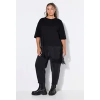 Studio Untold T-Shirt T-Shirt Oversize Shape Satin und Spitze am Saum