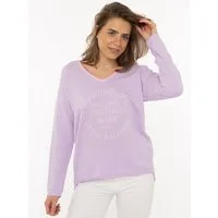Zwillingsherz Sweatshirt „Positive Mind Neon Kante” mit Kontrastnaht, V-Neck, washed out Optik, langarm