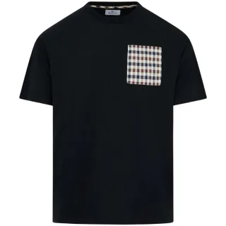 Aquascutum Active Raglan Check Pocket Schwarzes T-shirt
