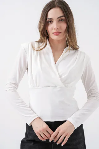 V-Ausschnitt Drapierte Bluse