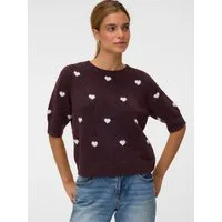 Vero Moda Kurzarmpullover VMDOFFY INTARSIA 2/4 O-NK PULLOV GA NOOS Materialmix, Stretch, regular fit