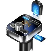 AURIVION Zigarettenanzünder-Verteiler Bluetooth 5.0 Zigarettenanzünder Adapter für Musik & Anrufe (Set, 1-St., KFZ Bluetooth Adapter für Freisprechen und Musikwiedergabe), Zigarettenanzünder Verteiler mit Audio Sender fürs Auto