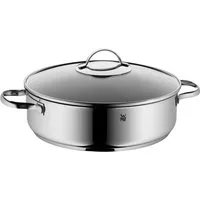 WMF Schmorpfanne Devil Bräter Ø 28 cm mit Glasdeckel, hoher Rand, Induktion, Cromargan® Edelstahl Rostfrei 18/10, Schmortopf mit Deckel 5l, backofenfest, für alle Herdarten geeignet