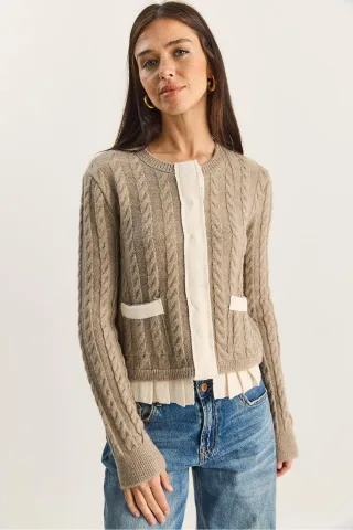 Haar-Muster Strick-Cardigan
