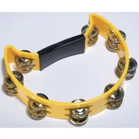 FAME Tambourine,Hand Tambourine Gelb Doppelreihige Stahl-Schellen Halbmond-Form Robuster Kunststoff Einzigartiger Sound Ideal für Musikliebhaber und Performer, Percussion, Tambourines, Hand Tambourine, Doppelreihige Schellen, Halbmond-Form