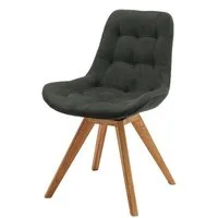Massivart® Polsterstuhl drehbar, Esszimmerstuhl, Microfaser braun, anthrazit, »Belfast«, Gestell Wildeiche massiv · Steppungen