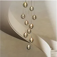 ZMH Pendelleuchte LED Höhenverstellbar Kronleuchter Glas Wohnzimmerlampe, LED wechselbar, Warmweiß, 10 Flammig
