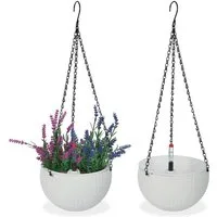 relaxdays Blumenampel mit Wasserspeicher 2er Set