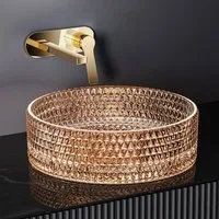 EMKE Aufsatzwaschbecken Ovales Aufsatzwaschbecken gehärtetes Glas transparent Waschbecken, Modernes ovales Waschbecken ohne Hahnloch, 36 cm
