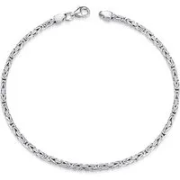 Materia Königsarmband Herren Silber Vierkant 2,5mm SA-3, 925 Sterling Silber, rhodiniert