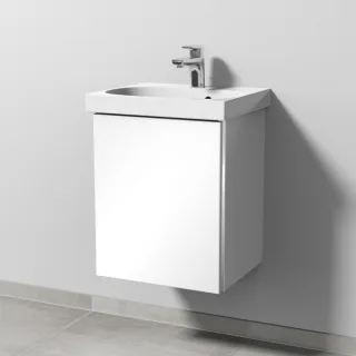 Sanipa 3way Waschtischunterbau zu Geberit Acanto Waschtisch mit 1 Tür, Weiß-Glanz BS41378