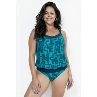 Ulla Popken Soft-BH Tankini Katzen Softcups Elastiksaum