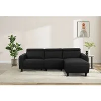 OTTO home Ecksofa SKAANE Lederoptik, L-Form, 274 cm, manuelle/elektrische Relaxfunktion, rundes Design, Kopfteilverstellung, Federkernpolsterung