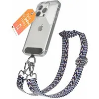 EAZY CASE Handykette Universal für alle Smartphones Boho/Wave/Leo Style, Handyband für iPhone Samsung mit Ring Riemen Universal Weiß Blau