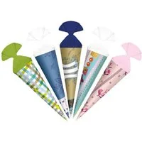 Roth Schultüte Zum Schulwechsel, 5er Set, 15 cm, rund, mit Kreppverschluss, Geschenktüte