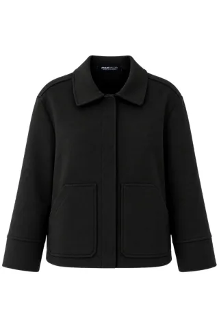 FRANK WALDER - Leichtjacke IVORY NOIR mit Knopfleiste schwarz - Gr. - 42