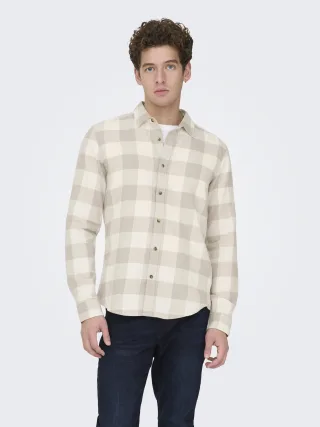 ONLY&SONS - ONSGUDMUND LS CHECKED SHIRT NOOS Antique White - Gr. - M