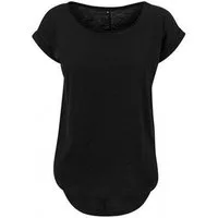 Build Your Brand Rundhalsshirt Damen Long Slub Tee / Hinten extra lang geschnitten