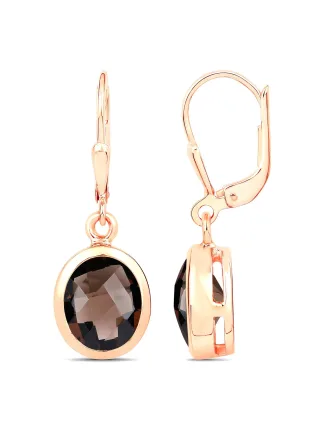 Vira Jewels Ohrhänger 925 Silber rot vergoldet Glanz Rauchquarz dunkelbraun