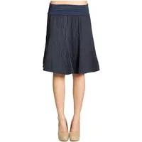 Caspar Faltenrock RO014 Damen Midi Leinenrock knielang mit figurfreundlichem Stretch Bund - Made in Italy