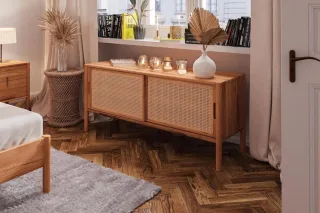Kommode Schrank SAGA Buche massiv 142x64x46 cm