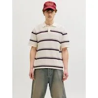 Jack & Jones Polokragenpullover JORMAINE KNIT STRIPE POLO SN Baumwolle, relaxed fit