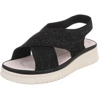 Ital-Design Damen Sandalette mit Keilsohle und Strickoptik Riemchensandalette (91849505) Keilabsatz/Wedge Keilsandaletten in Schwarz