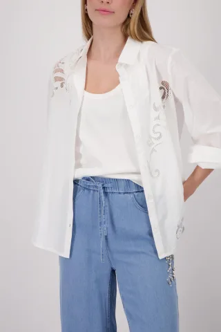 monari - Bluse mit Stickereien - Gr. - 42