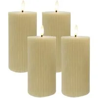 relaxdays LED-Kerze 4er Set 18 cm, Flammenlose LED-Kerzen, LED, Warmweiß, Beige