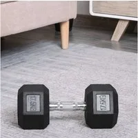 HOMCOM Hantel-Set mit gerändeltem Griff, 1 x 17,5kg, (Gummi-Hantel, Gusseisen Hantel), für Zuhause, Fitnessstudio, Krafttraining