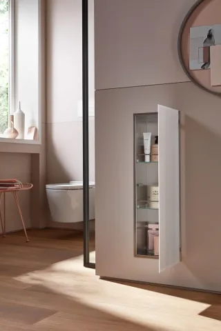 emco Schrankmodul asis pure mit Glasfront Türanschlag rechts, Unterputz, 730mm, alpinweiss, 97552740 975527407