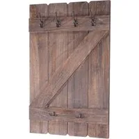 BERLINLODGE® Wandgarderobe Garderobe Garderobenpaneel HxBxT 91x60x10cm 6 Haken, Landhaus-Design: Shabby-Look für charmante & wohnliche Akzente