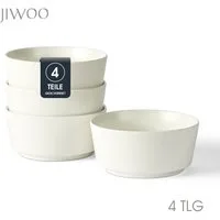 JIWOO Schüssel 4er Ø15,2cm, Müslischüssel Suppenschüssel Salatschüssel Dessertschale, Keramik, (Schüsselset, 4-tlg), Hochwertiges Schüsseln Weiß Mikrowellen spülmaschinenfest Ø15,2cm