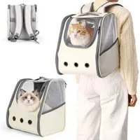 BlingBin Tiertransporttasche Haustier-Tragerucksack Katzenrucksack seitlich zu öffnender Haustier bis 5 kg, Mesh Haustier Tragetasche Atmungsaktiv für Outdoor-Aktivitäten