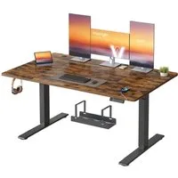 VASAGLE Schreibtisch Höhenverstellbarer, USB-C-Anschluss, Erinnerung bei langem Sitzen, Ablage für Steckdosenleiste, 3 Speichertasten, 140/160/180cm