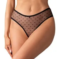 Obsessive Slip Nuites transparente Panties mit offenem Schritt gepunktet - schwarz (1-St) Stylisches Pünktchen-Design