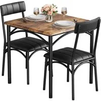 GarveeMore Essgruppe Ktichen Tisch mit 2 Stühlen für Küche & Esszimmer, Kompaktes Esszimmer-Set für kleine Räume(mit 2 Weiches Kissen Stühlen)