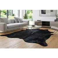KUHFELL online & NOMAD Fellteppich Kuhfell Schwarz 230x200 cm Rinderfell Teppich Luxus Naturfell