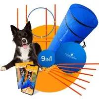 PfotenWunder Agility-Slalom 9-in-1 Agility Set Hunde groß, Training Sport Parcour Hürden