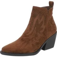 Ital-Design Perforierte Damen Ankle Boots mit bequemem Absatz Westernstiefelette (91154677) Blockabsatz Stiefeletten in Braun