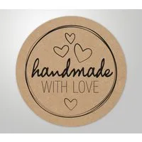 Clever-Kauf-24 Etiketten 48 Stück selbstklebende hochwertige Etiketten "Handmade with love", handmade WITH LOVE