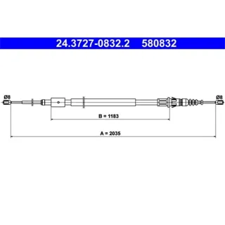 ATE Handbremsseil hinten L?nge 2035 Citroen C4 Peugeot 307 Coupe Cabrio Schr?gheck